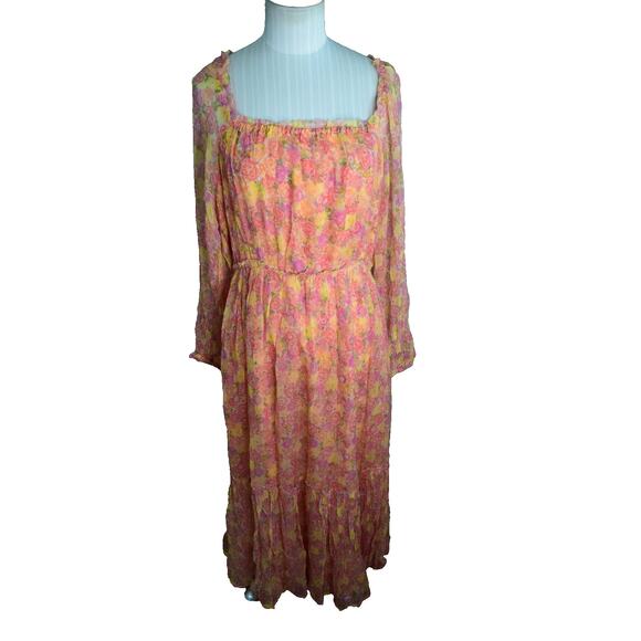 Sundance Dress Womens Medium Pink Floral Boho Maxi Square Neck Cottagecore - Picture 1 of 5